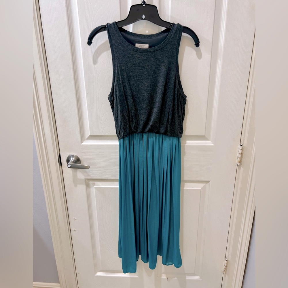 Ann Taylor Loft mixed material midi dress